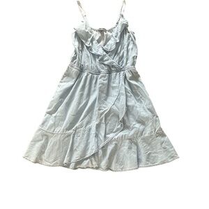 Express Light Blue Denim Ruffle Sundress Women’s Small